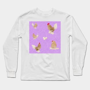 Golden Neck Belgian D'Uccle Pattern Purple Long Sleeve T-Shirt